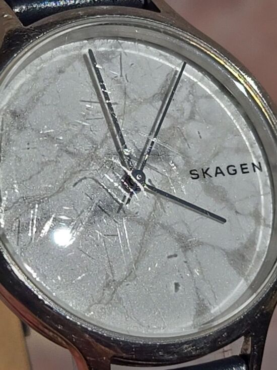 Skagen Anita SKW2719 White Turquoise Stone Dial Blue Leather Watch New Battery main image 4